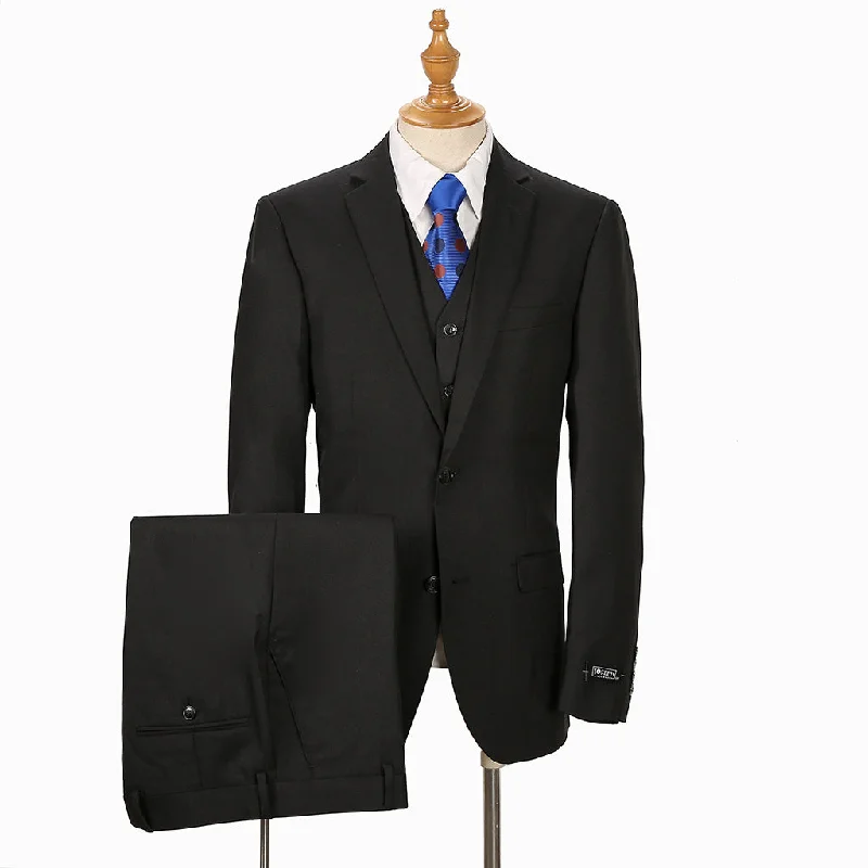 Joseph Michael Slim Fit Sharkskin Vested Suit, Black