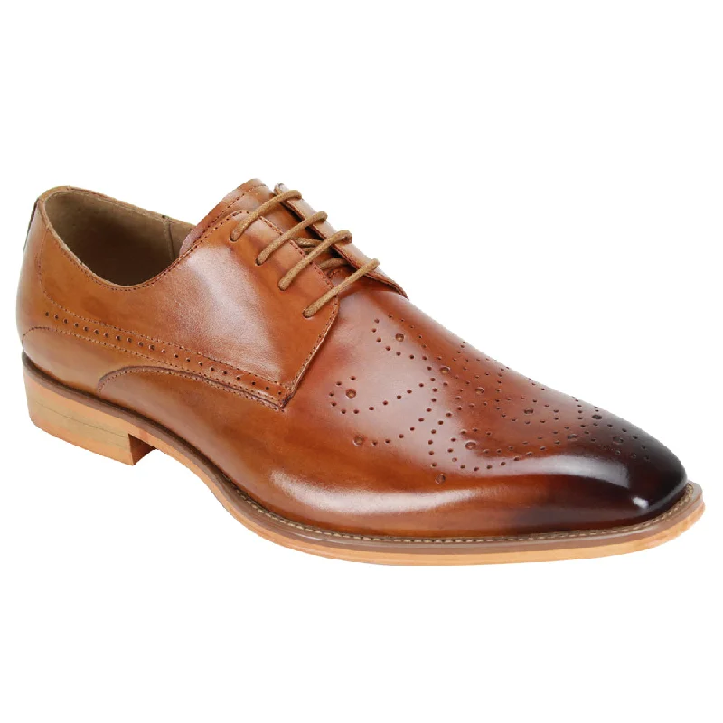 Premium Tan Leather Lace Dress Shoes - Joel