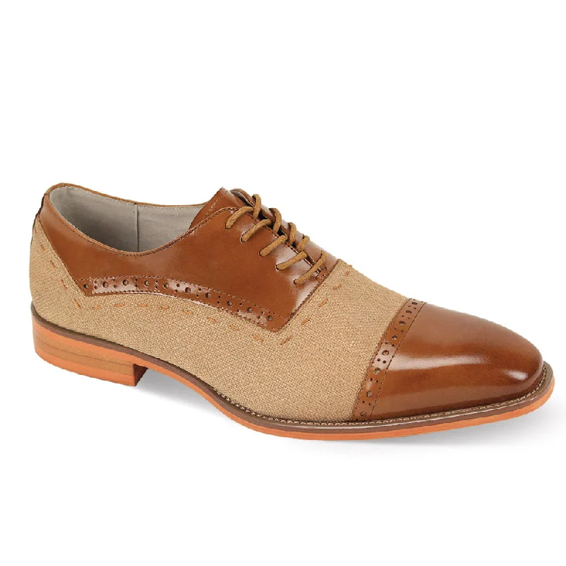 Casual Classics - Tan Linen Cap Toe Lace Shoes