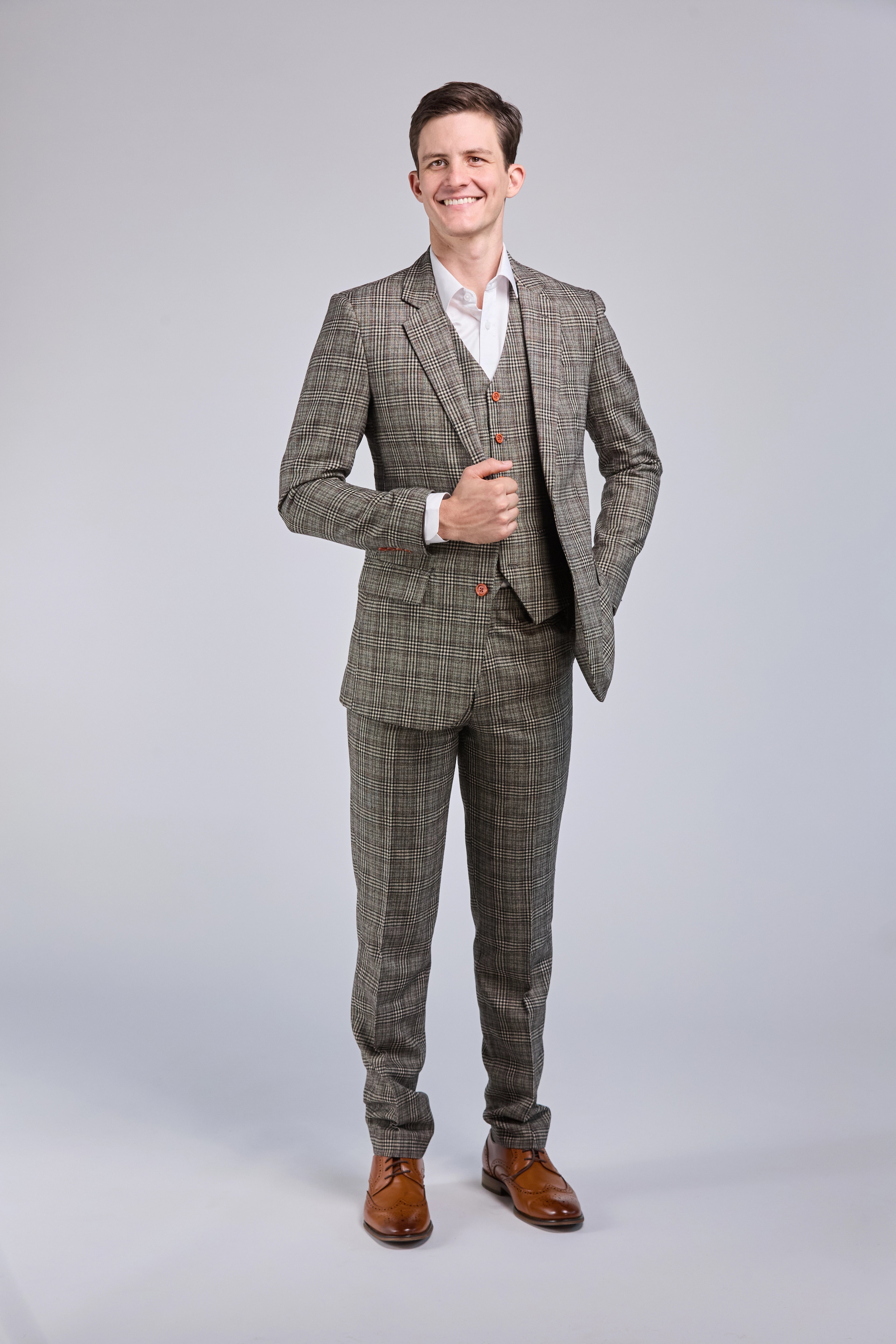 Retro Plaid Tweed 3 Piece Suit