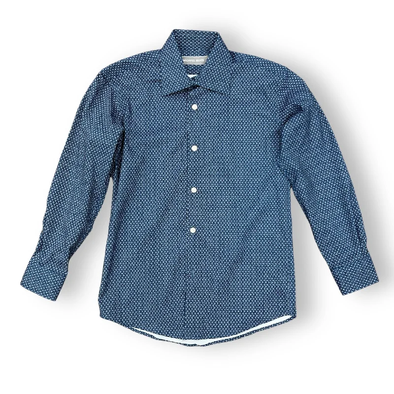 Boys Patterned Navy Dress Shirt