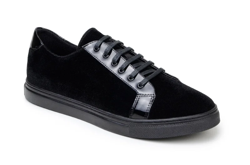 Belvedere Black Velvet Lace-Up Sneakers