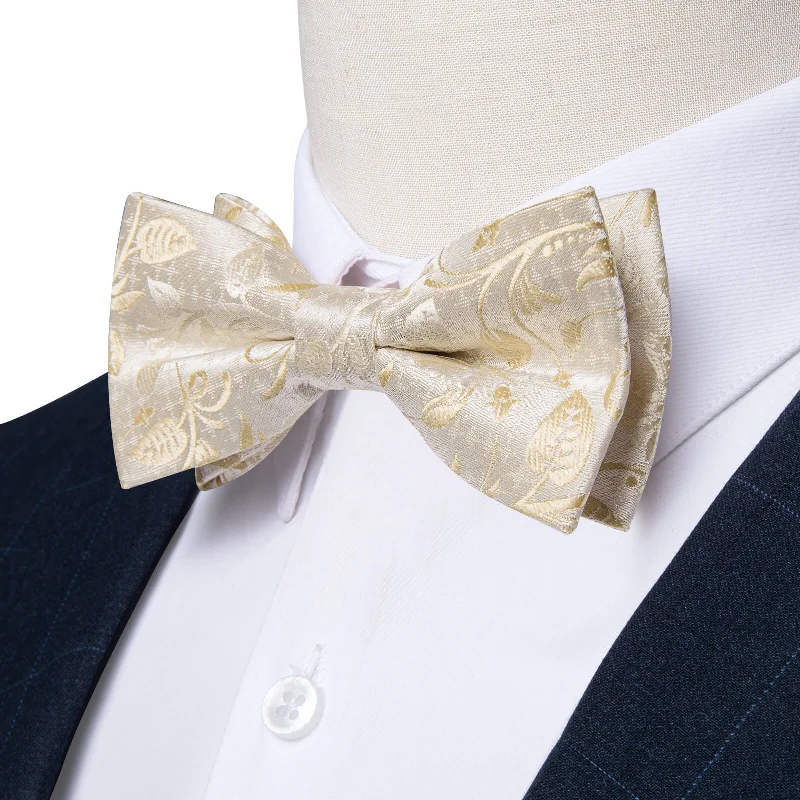 Ties2you Boys Bow Ties Cream White Floral Bow Tie Handkerchief Set