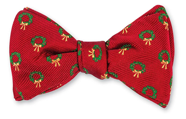 Red Woven Wreaths Bow Tie - B3784