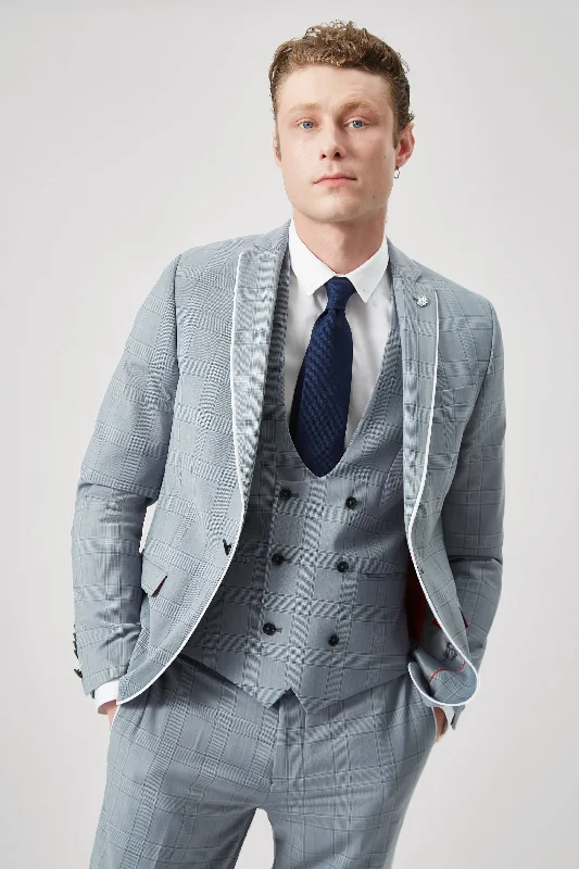 Rogers Skinny Fit Blue Check Jacket - ARCHIVE