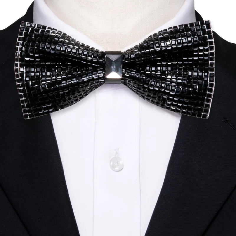 Shining Black Rhinestones Pre-tied Bowties Fashion For Wedding Party