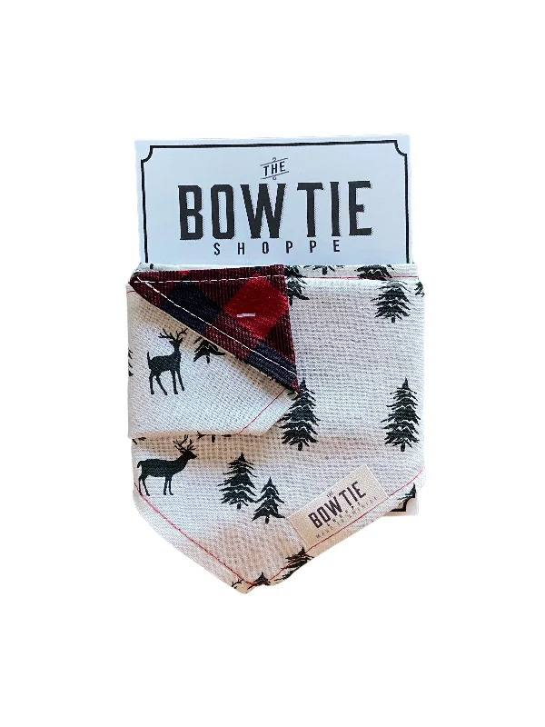 Reversible Pet Bandana - Winter Forest and Buffalo Check