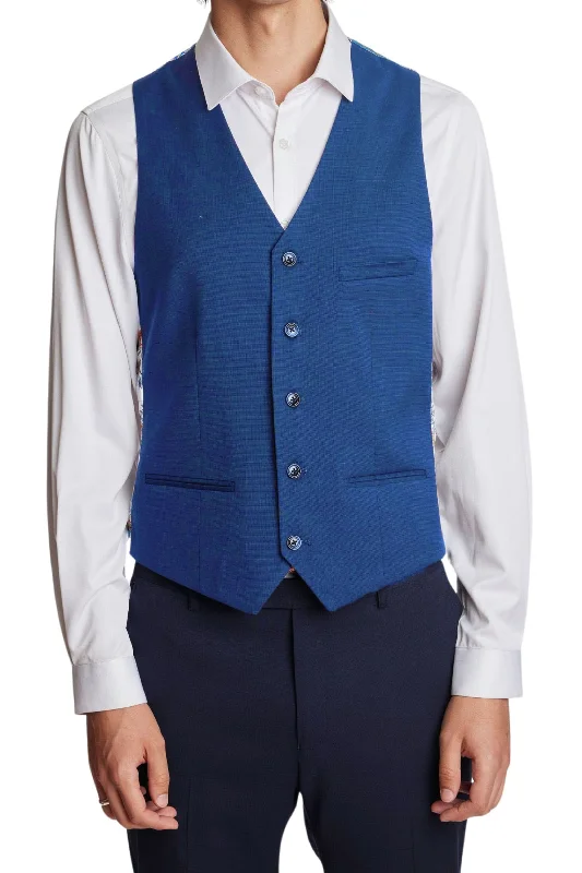 Modern Fit - Eaton 5 Button Vest - Dark Blue Shark