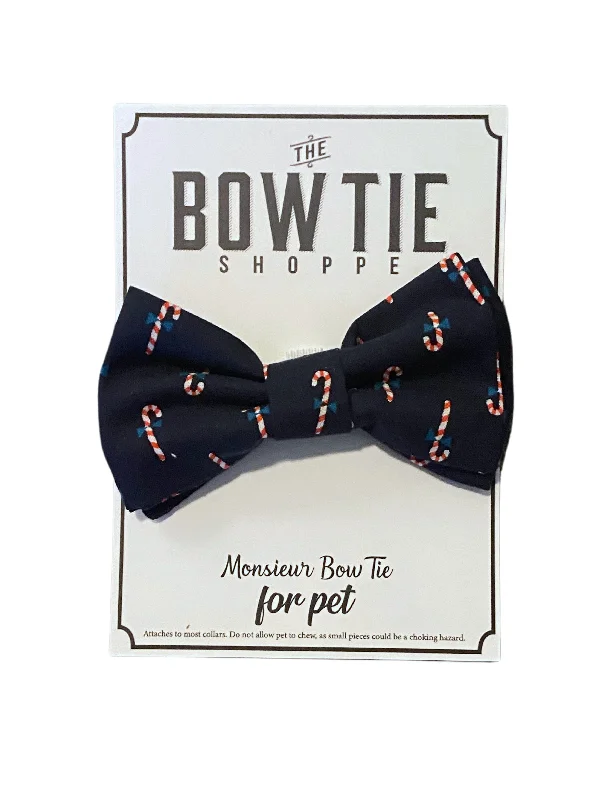 Monsieur Pet Bow Tie - Navy Candy Cane