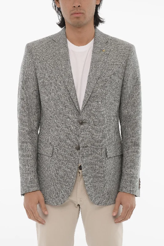 Corneliani Cc Collection Silk And Virgin Wool 2-Button Blazer With Flap