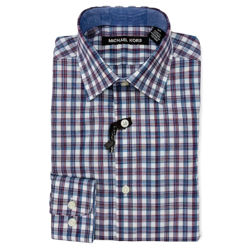 Michael Kors Boys Berry Plaid Cotton Shirt