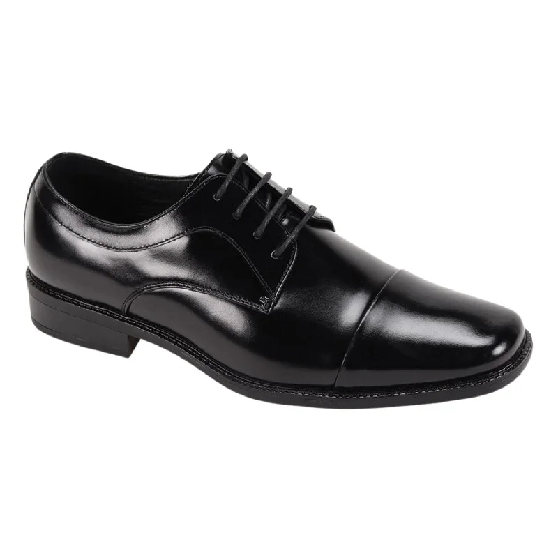 Classic Elegance Black Leather Cap Toe Lace Shoes