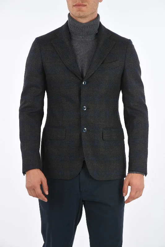 Corneliani CC COLLECTION REWARD Lined 3 Buttons Mini Checked Blazer